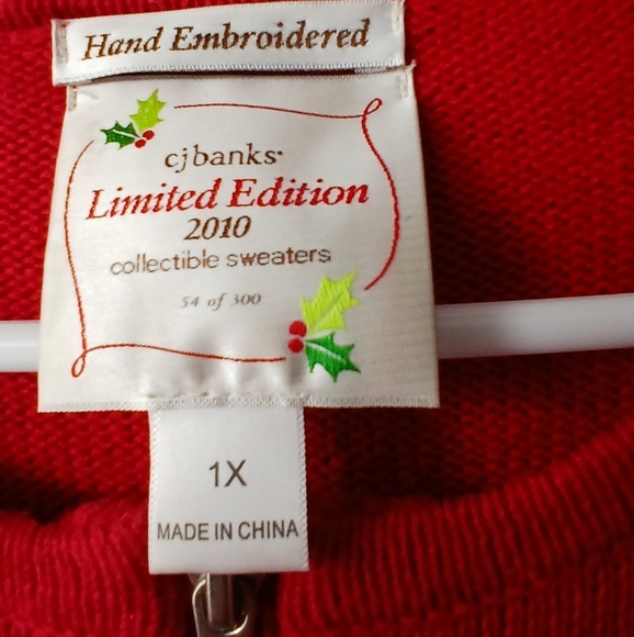 CJ Banks Collectible Christmas Sweater Beaded Embroirdered Women 1X Grannycore - Picture 2 of 11